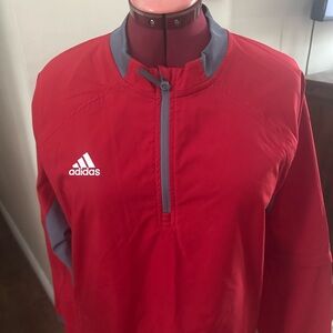 Adidas Red/Grey Team wear Half-Zip Training Top